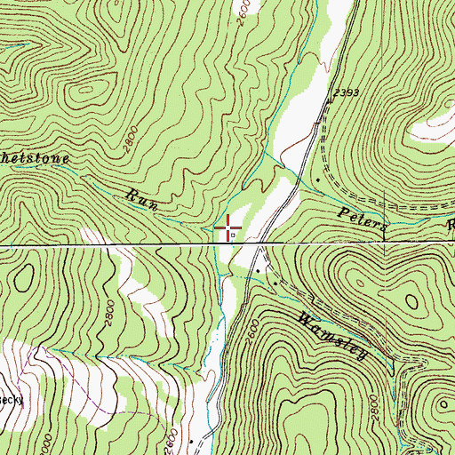 Topographic Map of Whetstone Run, WV