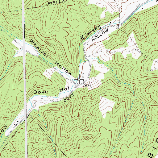 Topographic Map of Whetzel Hollow, WV