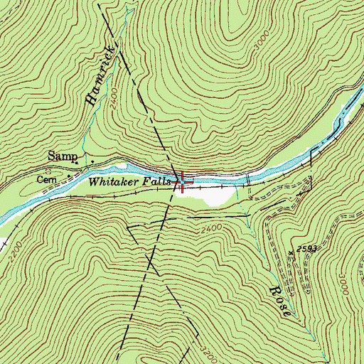 Topographic Map of Whitaker Falls, WV