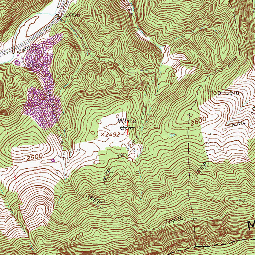 Topographic Map of White Cemetery, WV