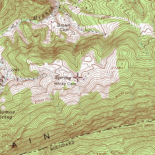 Topographic Map of White Cemetery, WV
