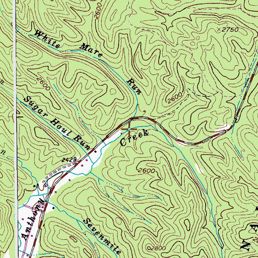 Topographic Map of White Mare Run, WV