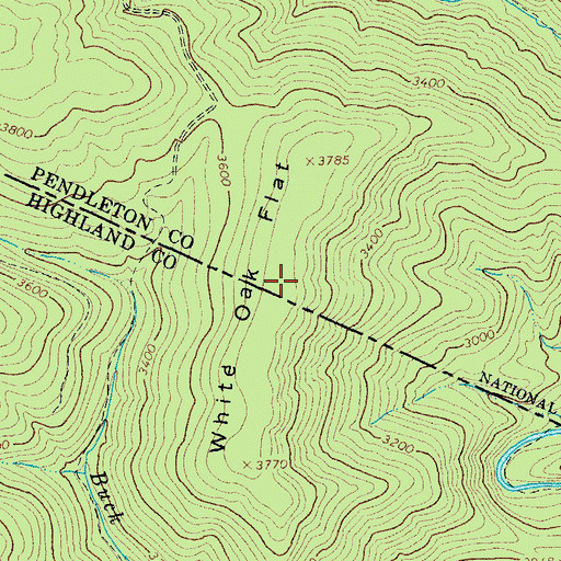 Topographic Map of White Oak Flat, WV