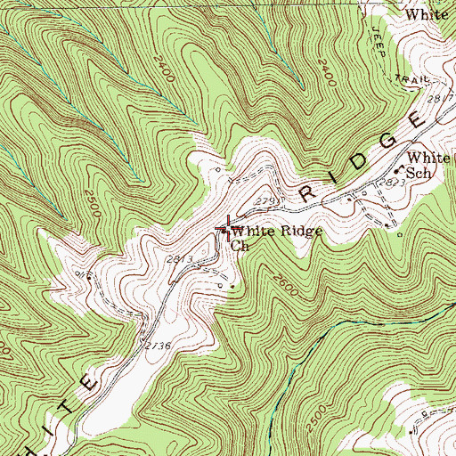Topographic Map of White Ridge Church, WV
