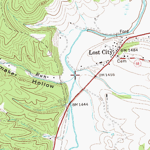 Topographic Map of Whitehead Run, WV
