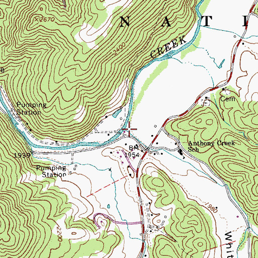 Topographic Map of Whites Draft, WV