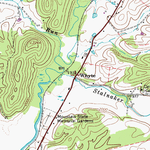 Topographic Map of Whyte, WV