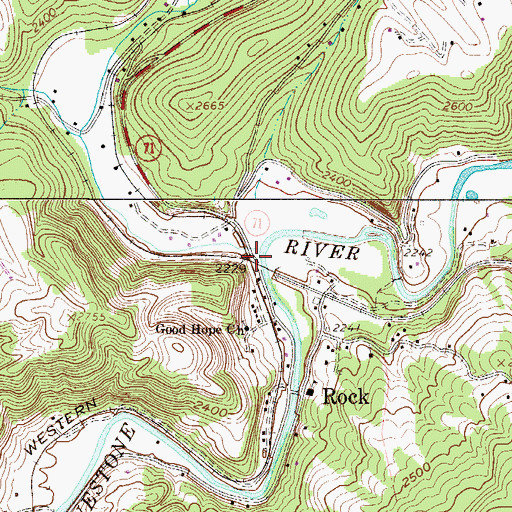 Topographic Map of Widemouth Creek, WV