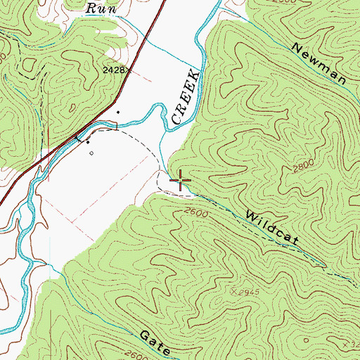 Topographic Map of Wildcat Hollow, WV