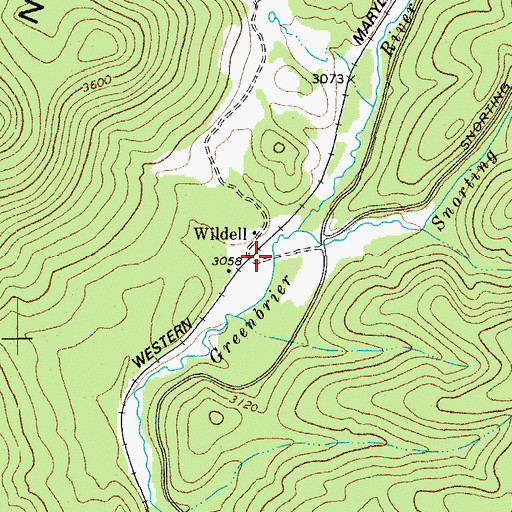 Topographic Map of Wildell, WV