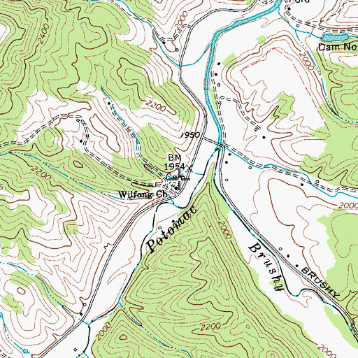 Topographic Map of Wilfong Church, WV