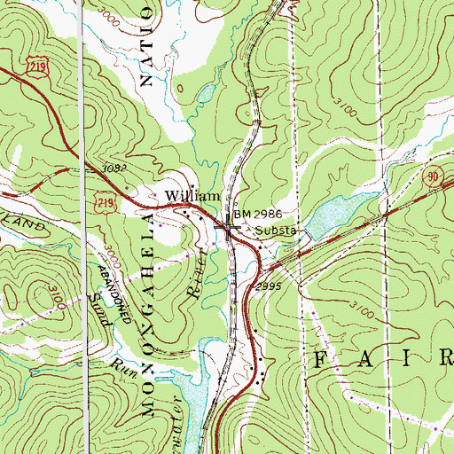 Topographic Map of William, WV
