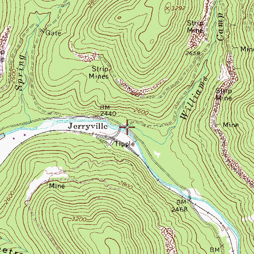 Topographic Map of Williams Camp Run, WV