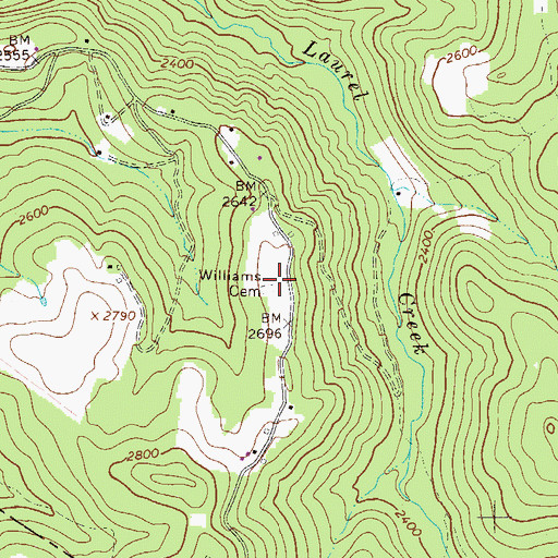 Topographic Map of Williams Cemetery, WV