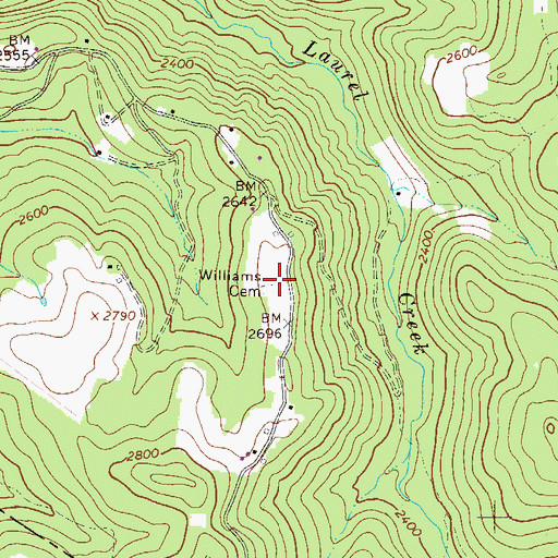 Topographic Map of Williams Cemetery, WV