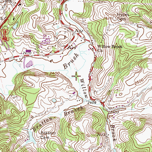 Topographic Map of Willow Brook, WV