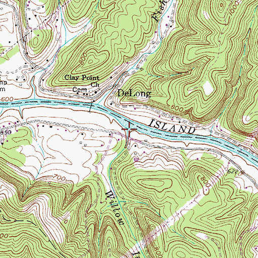 Topographic Map of Willow Island Creek, WV