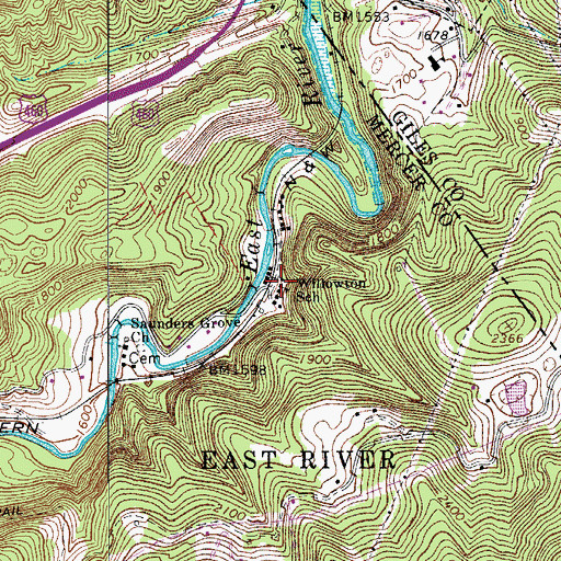 Topographic Map of Willowton School (historical), WV