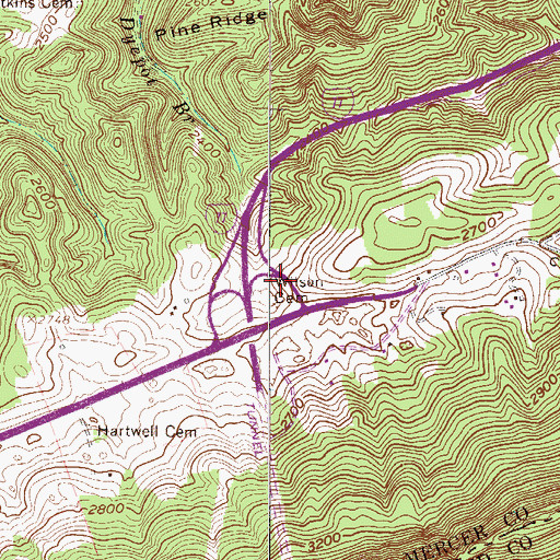 Topographic Map of Wilson Cemetery, WV