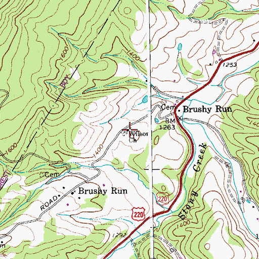 Topographic Map of Wilson Church, WV