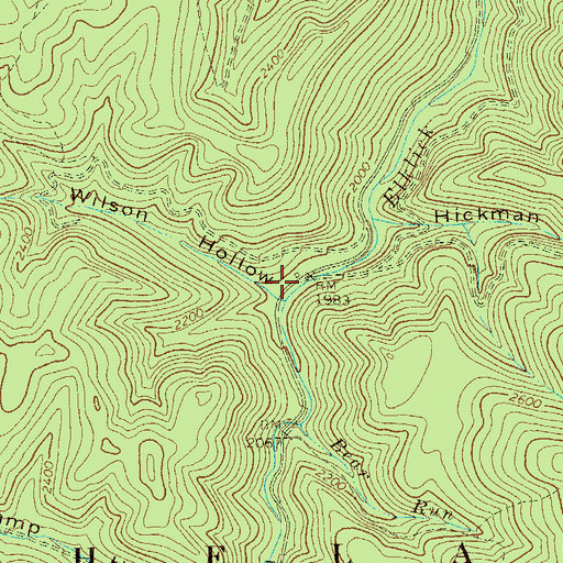 Topographic Map of Wilson Hollow, WV