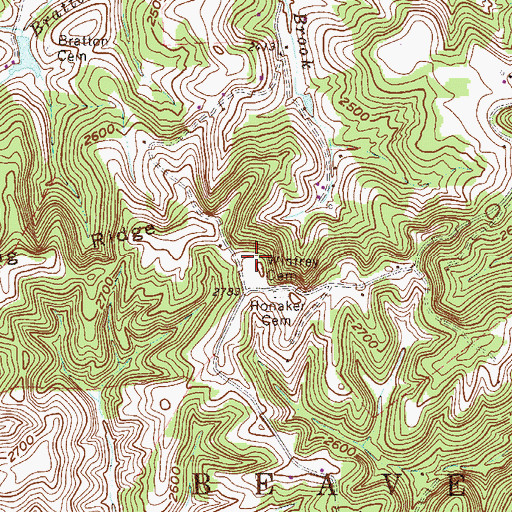 Topographic Map of Winfrey Cemetery, WV