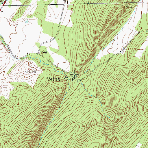 Topographic Map of Wise Gap, WV