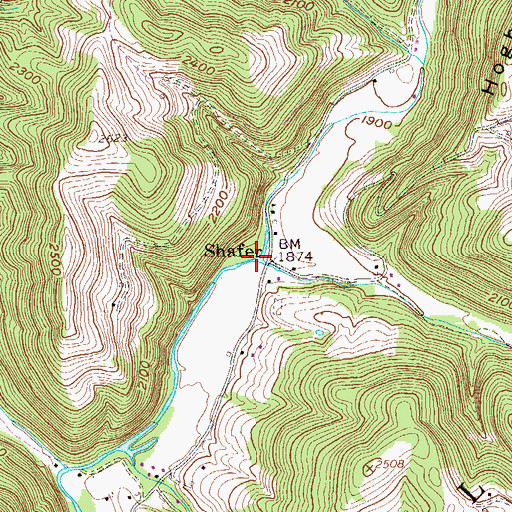 Topographic Map of Wolf Run, WV