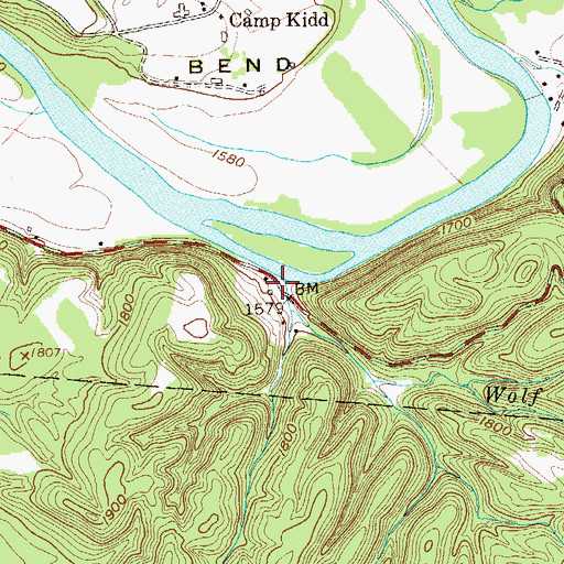 Topographic Map of Wolf Run, WV