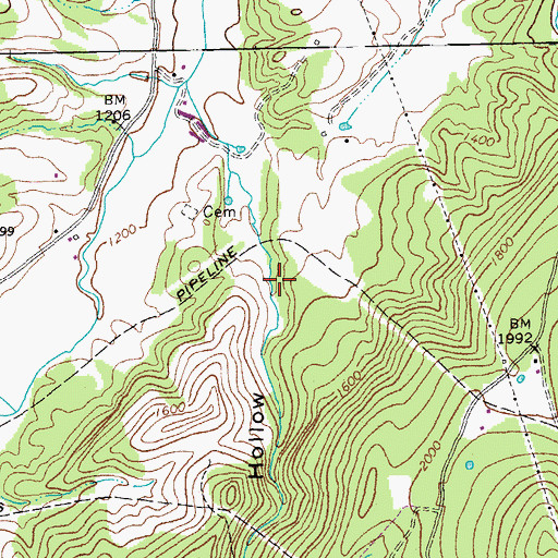 Topographic Map of Wolfpen Hollow, WV