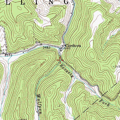 Topographic Map of Wolfpen Run, WV