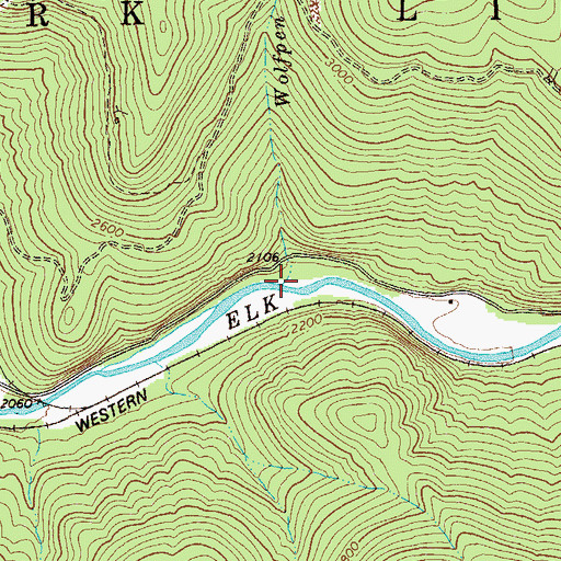 Topographic Map of Wolfpen Run, WV