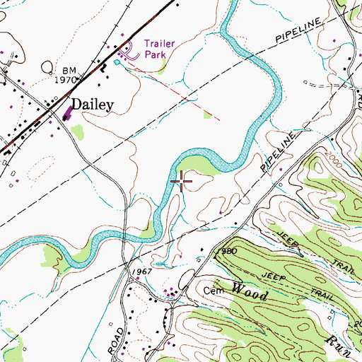 Topographic Map of Wood Run, WV