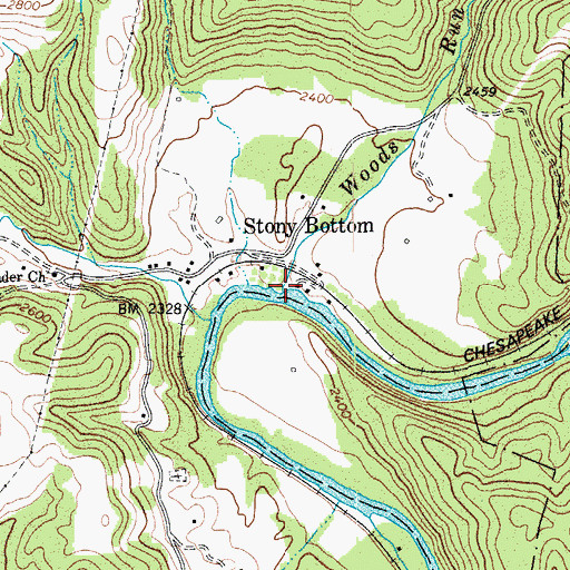Topographic Map of Woods Run, WV