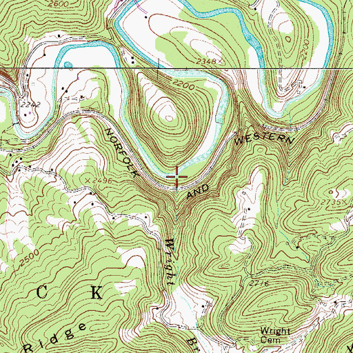 Topographic Map of Wright Branch, WV