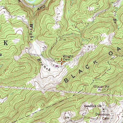 Topographic Map of Wright Cemetery, WV