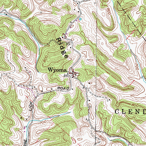 Topographic Map of Wyoma, WV