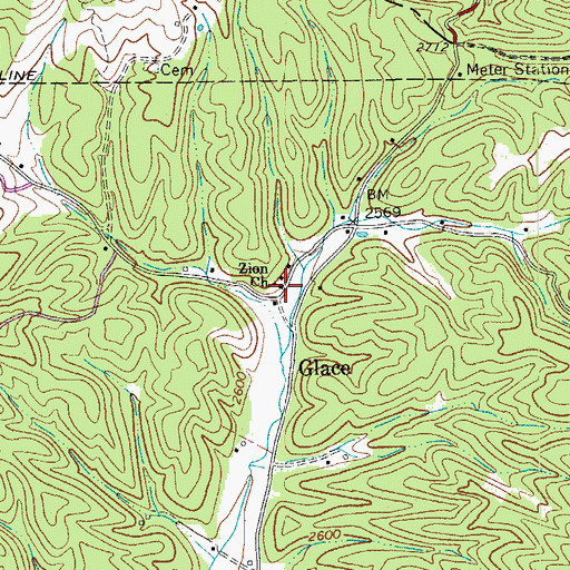 Topographic Map of Zion Church, WV