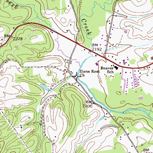Topographic Map of Zions Rest Church, WV