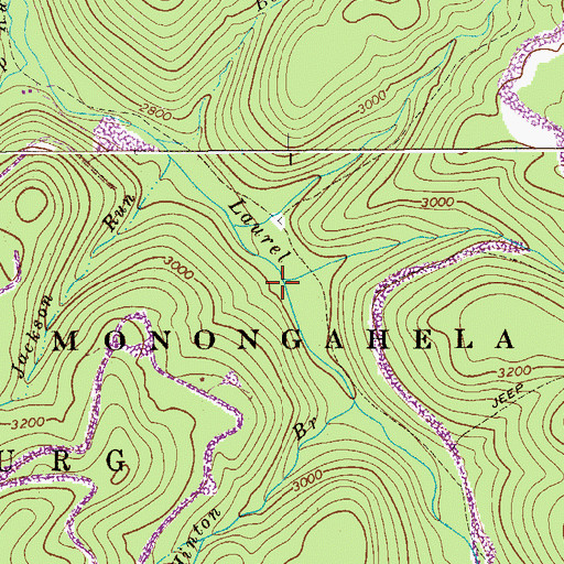 Topographic Map of Middle Branch Laurel Creek, WV