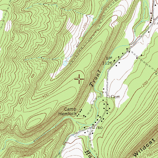 Topographic Map of Devils Garden Ridge, WV