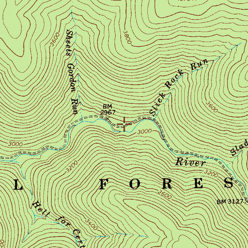 Topographic Map of Middle Fork Trail, WV