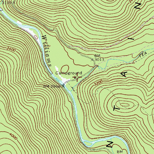 Topographic Map of Tea Creek Campground, WV