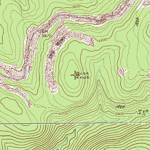 Topographic Map of Buck Knob, WV