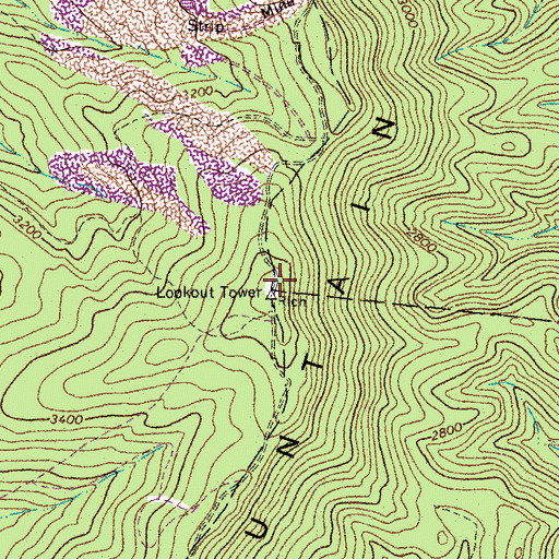 Topographic Map of Rich Mountain Fire Lookout Tower, WV