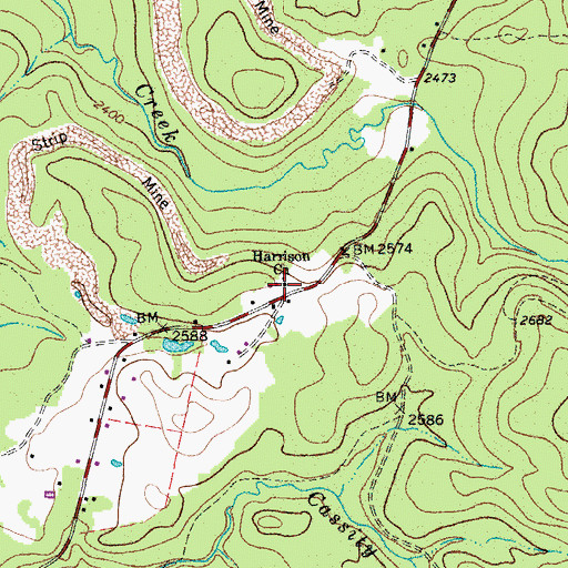 Topographic Map of Harrison Church, WV