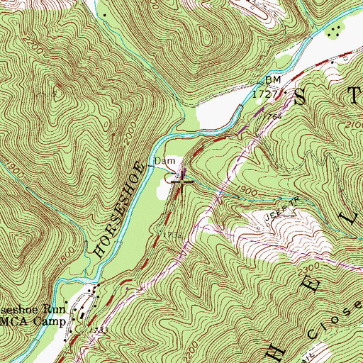 Topographic Map of Horseshore Recreation Site, WV