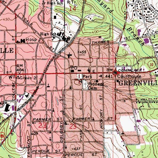 Topographic Map of First United Methodist Church, AL
