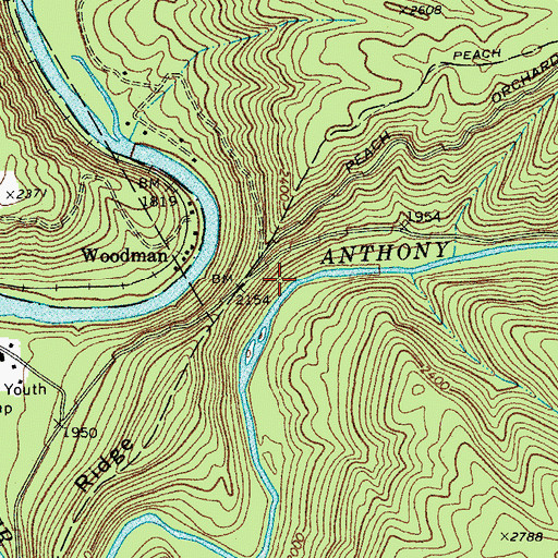 Topographic Map of Gunpowder Ridge Overlook, WV