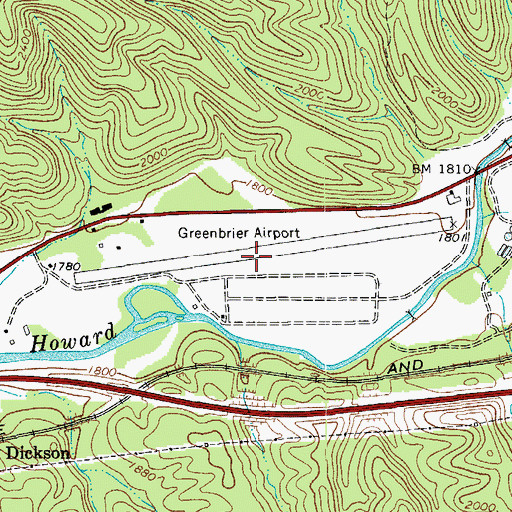 Topographic Map of Greenbrier Airport (historical), WV